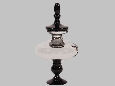 Black & Smoked Glass Small Urn