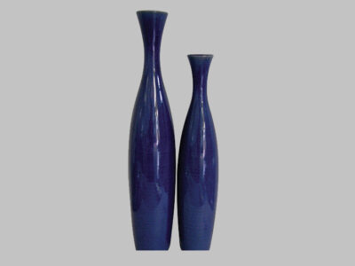 Ceramic Vases Cobalt Blue Glaze Set of 2