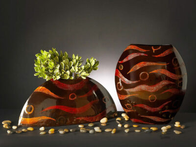 Coffee Brown W/Copper Sandstone Vase*