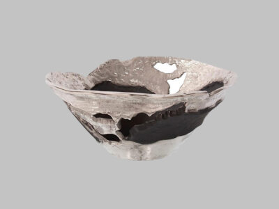 Contemporary Nickel and Black Bowl Small