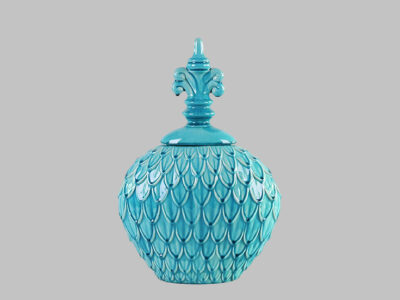Feathered Textured Turquoise Blue Urn Small*