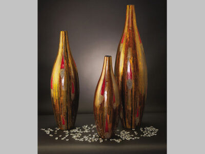 Gold Black & Red Vase*