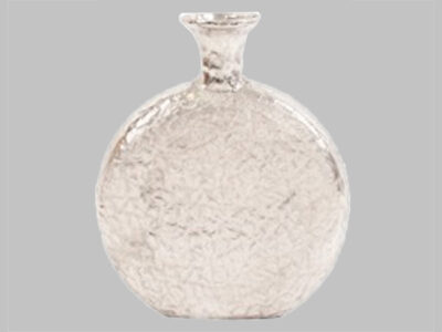 Hammered Silver Metal Round Vase Large