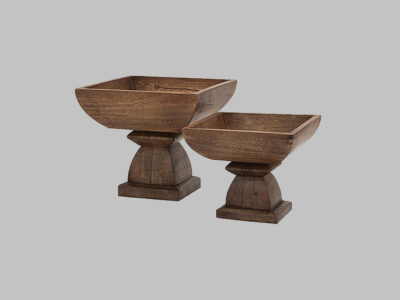 Julian Wood Pedestal Bowls Set 2