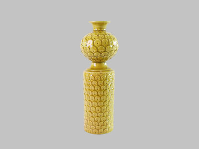 Scalloped Textured Citrine Yellow Small Vase