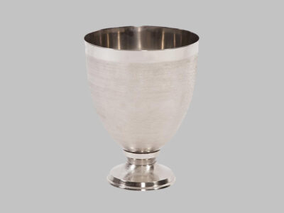 Textured Silver Metal Globet Vase Large