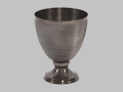 Textured Smoke Black Metal Globet Vase