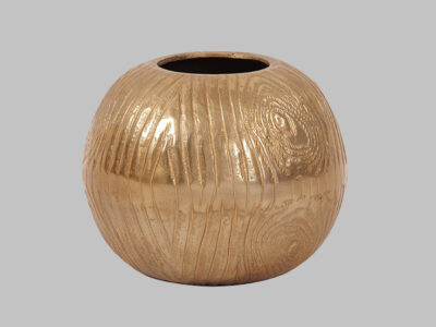 Vase Gold Textured Round Medium*