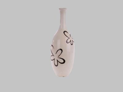 White and Black Floral Vase*