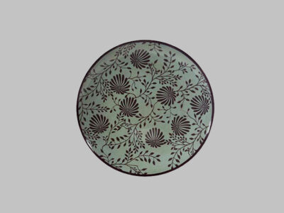 Brown And Green Floral Plate*