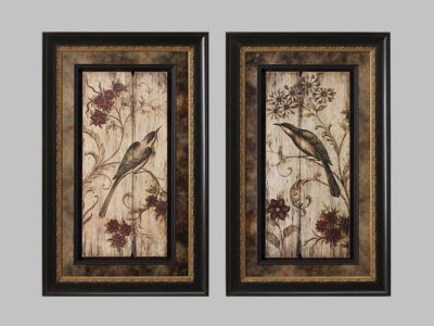 Litografía set of 2 Bird Panels