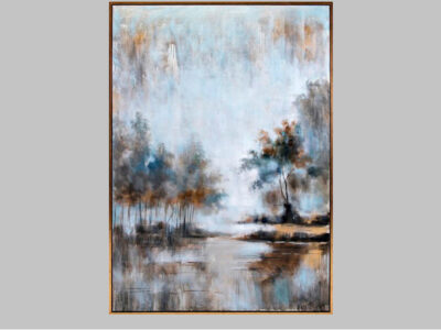 Neutral haze framed oil painting