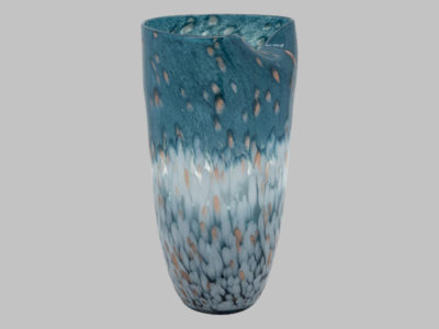 Glass Ocean art vase blue