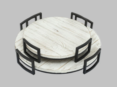 Set/2 Round wood Trays gray