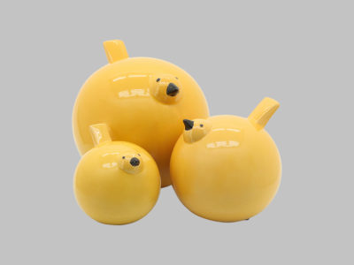 Ceramic birds yellow set/3