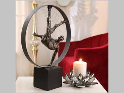 Resin Gymnast circle sculpture  bronze