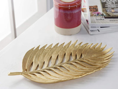 Polyresin Palm Leaf Decoration Gold
