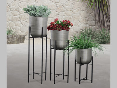 S/3 Metal Planters on Stand 40/30/20H