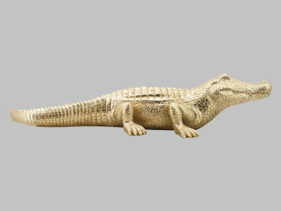 Polyresin Crocodile Figurine Gold