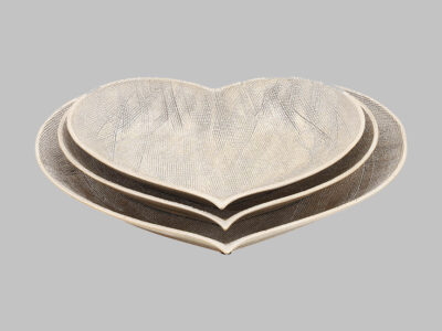 Ceramic Sratchd Heart Plates S/3