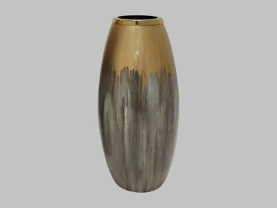 Glass Vase W metal Ring Nickel Pine