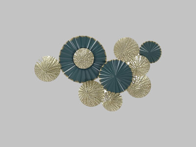 Metal Loopy wall decor Gold teal/ gold