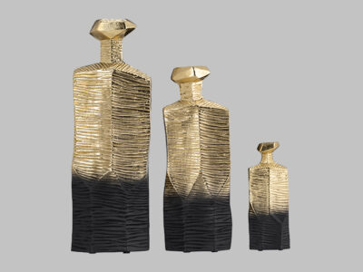 Metal Rigged Vase Gold/Black
