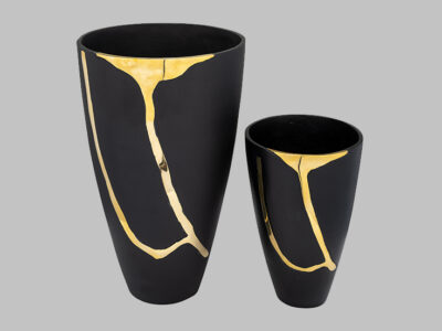 Metal Cracked Design Vases Brass-Cha 