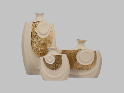 Metal Embossed Swirl Vase Gold/Nude