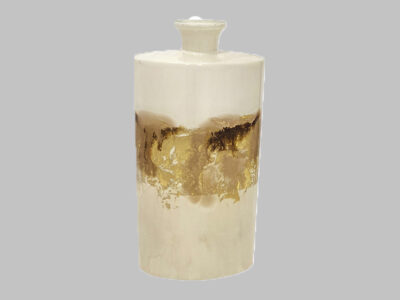 Metal Flask Vase Pearl/Gold