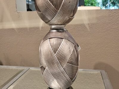 Silver Ribbon Hourglass Vase Small*