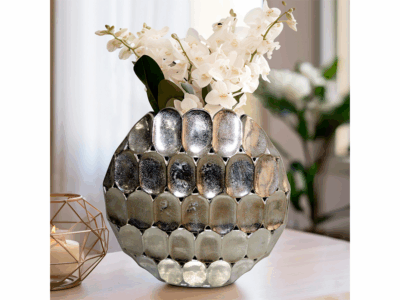 Metal 17 Oval Vase Champagne