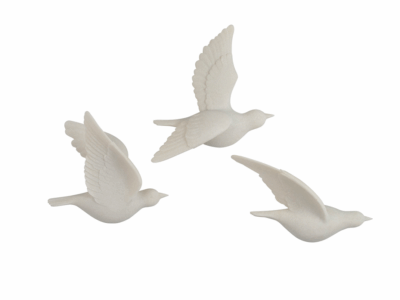 Horizon quartz resin bird wall decor S/3